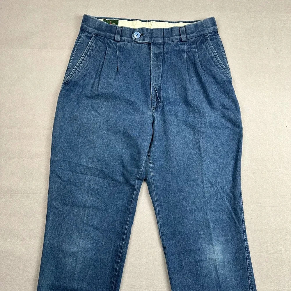 J.Crew Outfitters Oarsman Mens Pleated Denim Trousers Straight Leg Blue Size 31